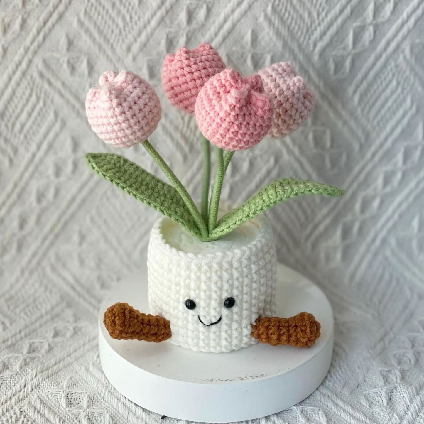 Handmade Crochet Flower Pot Gift | Cute Amigurumi Tulip Desk Decor | Kawaii Forever Flower | Birthday Mother’s Day Gift for Her Friend Mom