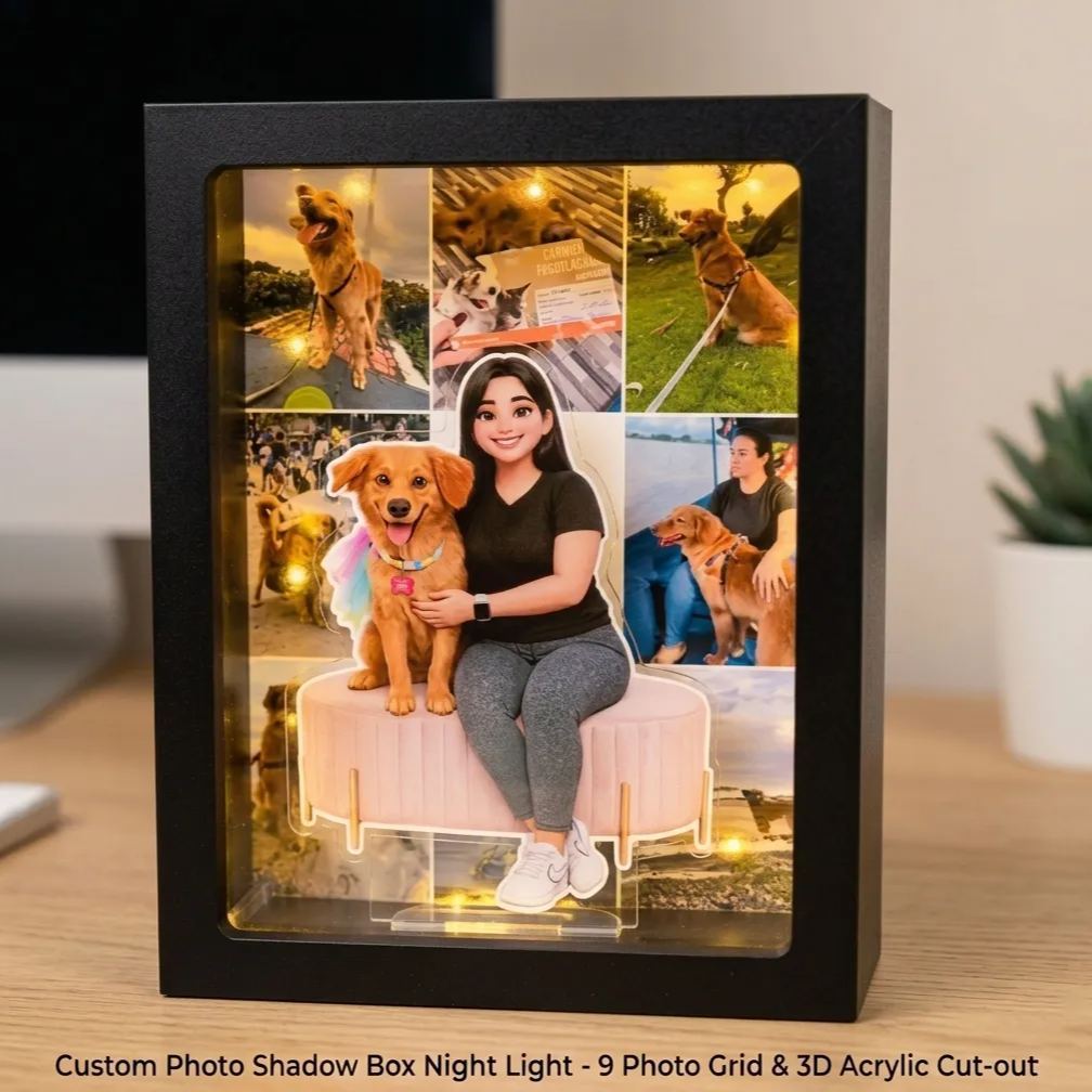 Personalized Photo Light Box | Custom LED Memory Frame for Pet Mom on Mother's Day
