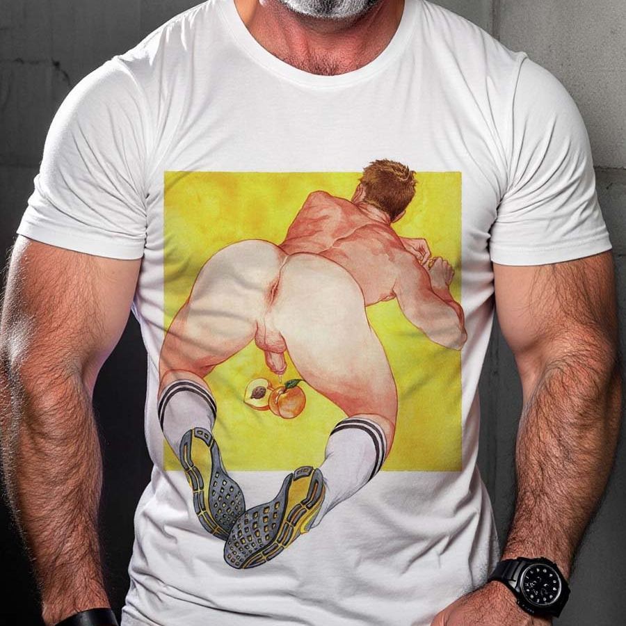 Gay Pride "Peach" Naughty Shirt Size S to 4XL Cartoon Style Tee Got to Peek What`s Unreveal