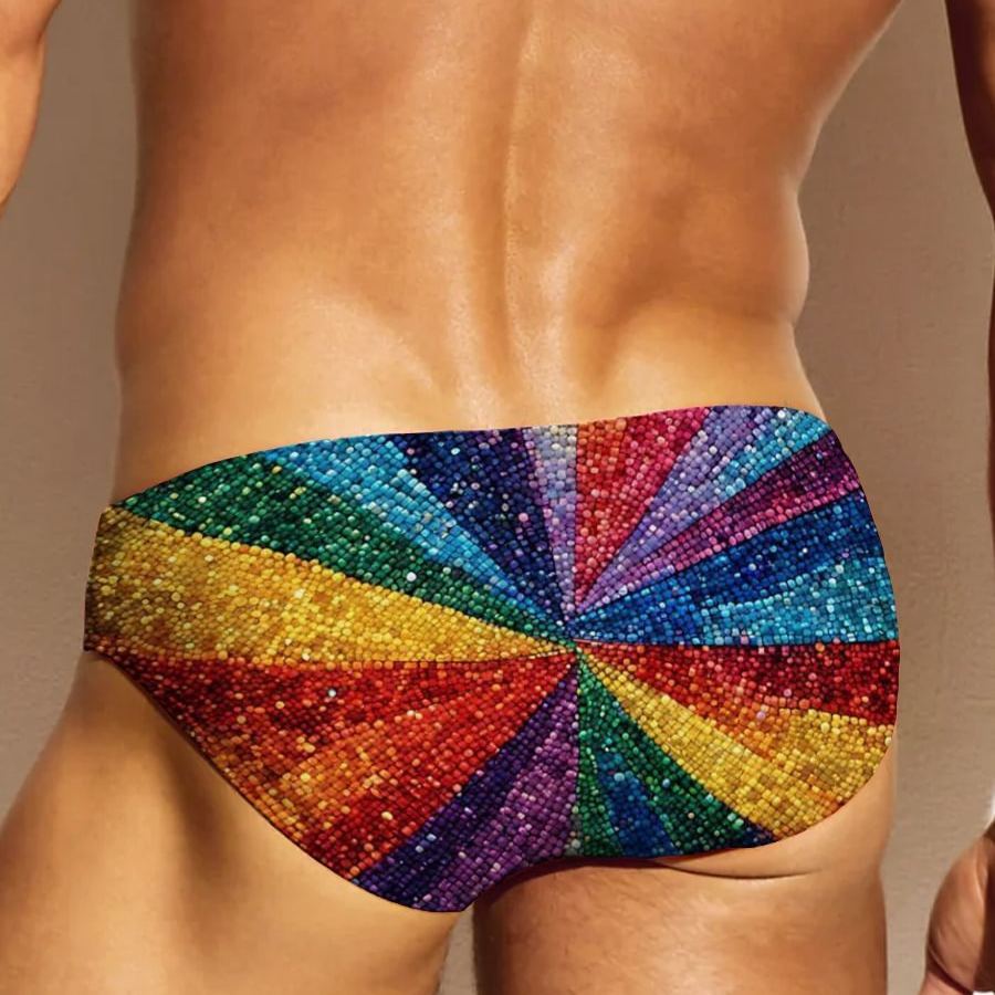 Men’s Shiny Rainbow Stripe Pride Underwear Size S to 3XL Bold LGBT Print Boxer Briefs