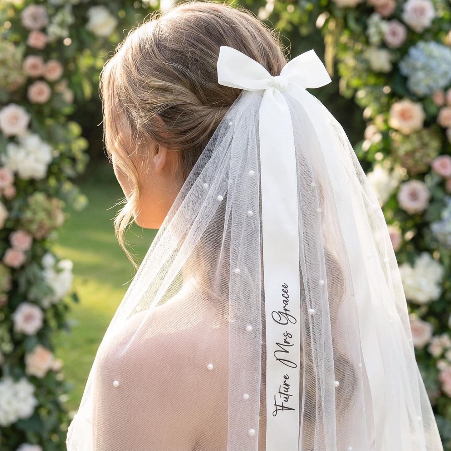 Lace Bridal Veil, Custom Hen Party Accessory, Personalized Bride Gift, Engagement Keepsake - mysiliconefoodbag