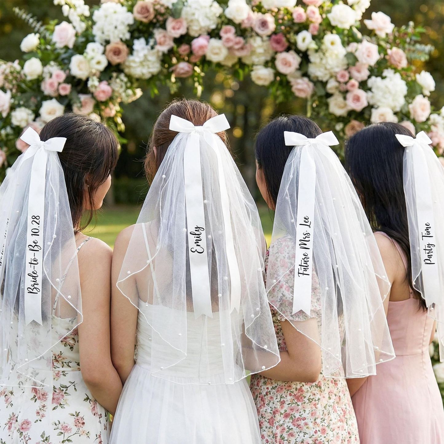 Lace Bridal Veil, Custom Hen Party Accessory, Personalized Bride Gift, Engagement Keepsake - mysiliconefoodbag