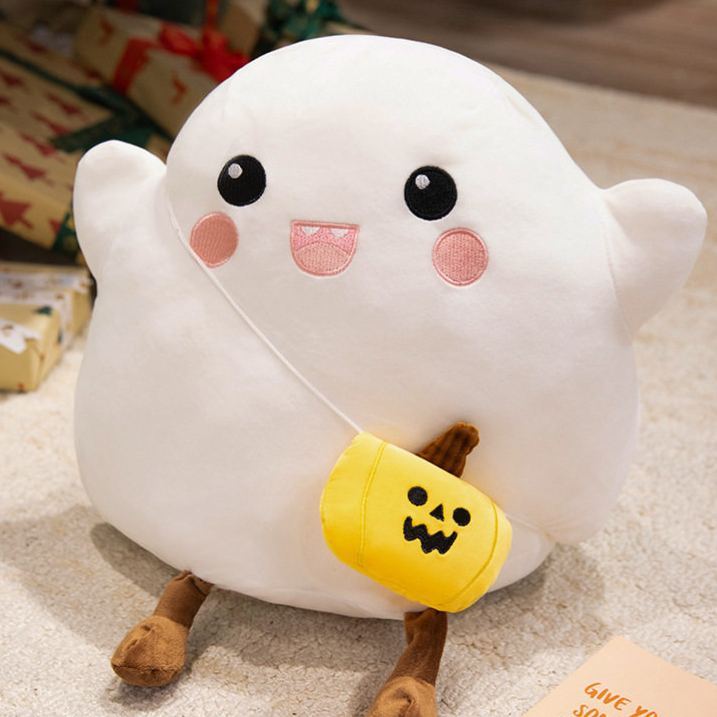 Halloween Plush Toy Soft Stuffed Ghost Bat Pumpkin Grim Reaper Dolls Cute Plushies for Kids Halloween Party Favors Home Decor