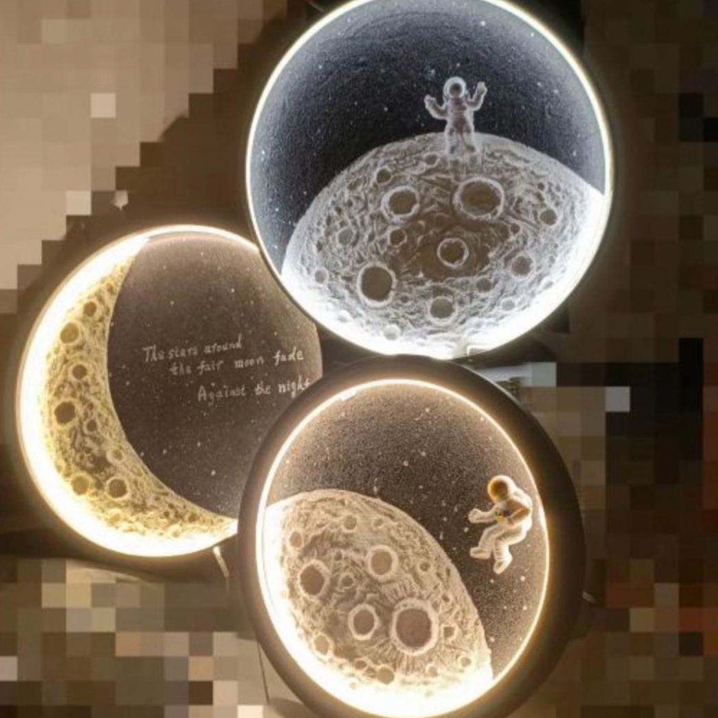 DIY Plaster Moon Lamp Kit with Warm Light | Moon Painting Night Light | Kit Contains 2 Brushes,1 Spatula, LED Light Frame,Plaster | With Optional Stand & Colorful Paint