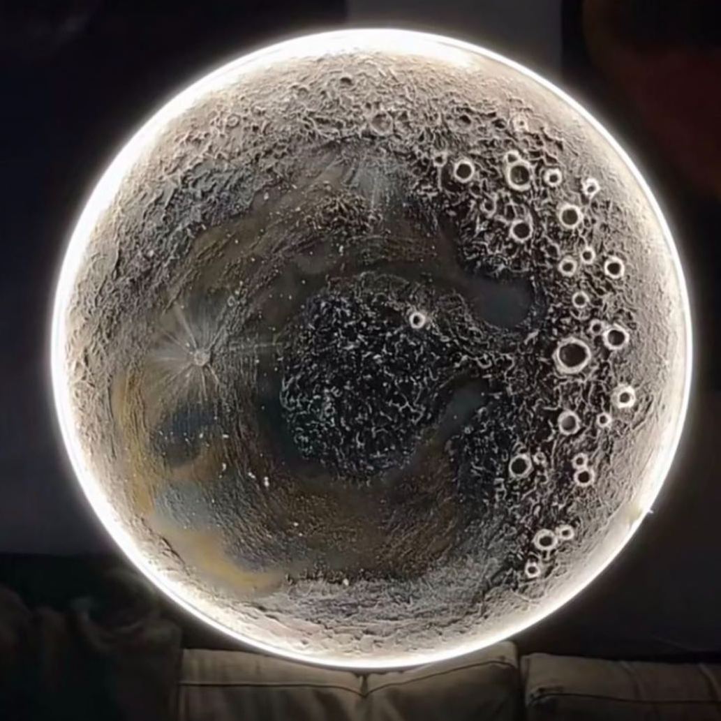 DIY Plaster Moon Lamp Kit with Warm Light | Moon Painting Night Light | Kit Contains 2 Brushes,1 Spatula, LED Light Frame,Plaster | With Optional Stand & Colorful Paint