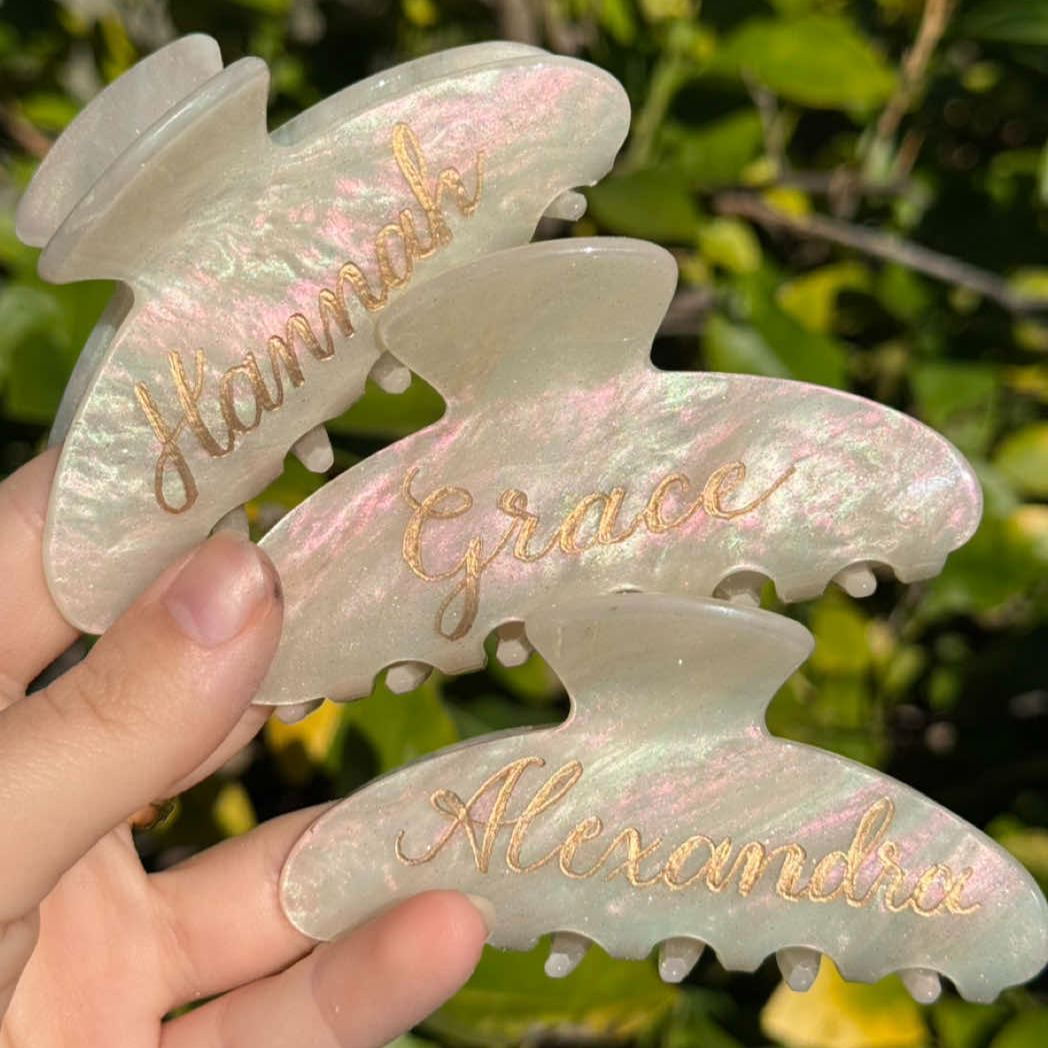 Engraved Golden Text Claw Clip for Her Gift for Bride & Bridesmaid BUY 1 GET 1 FREE