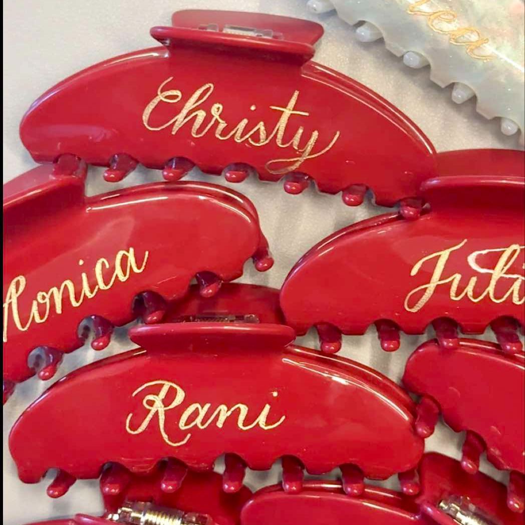 Engraved Golden Text Claw Clip for Her Gift for Bride & Bridesmaid BUY 1 GET 1 FREE
