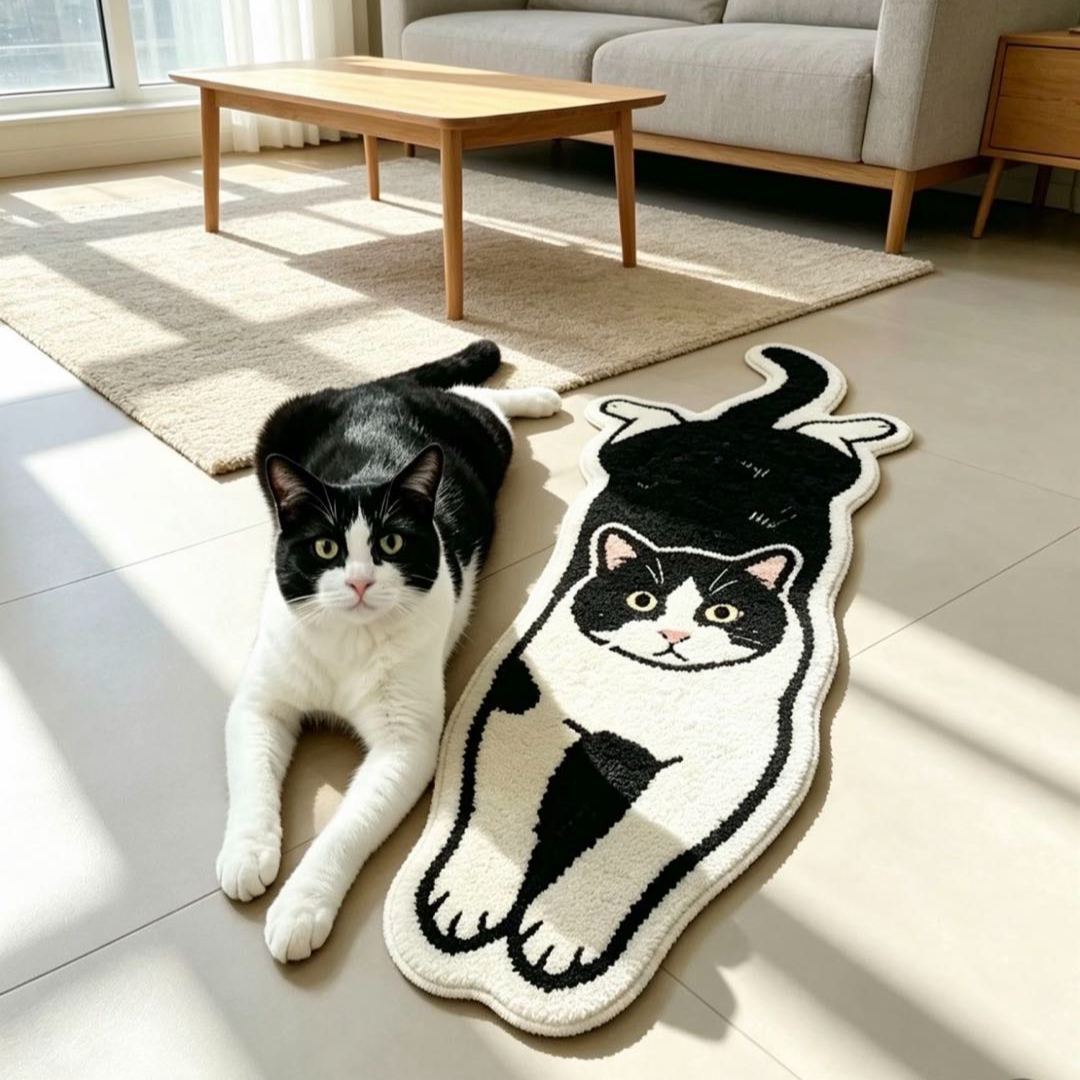 Custom Pet Rug from Photo | Personalized Cartoon Tufted Rug for Dog & Cat | Custom Shaped Floor Mat