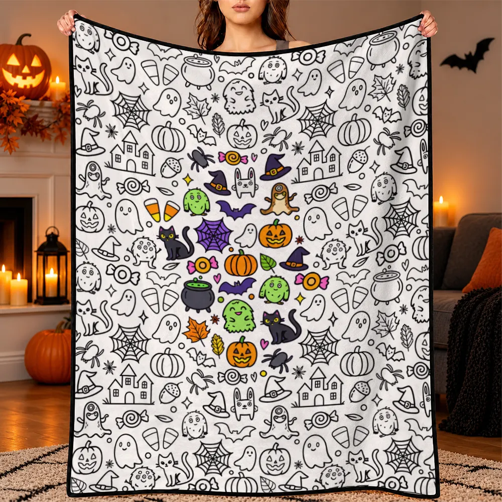 DIY Drawing Blanket (Optional 24-Color Marker Set) Create Your Art Blanket Washable Keepsake Blanket for Kids & Adults - 