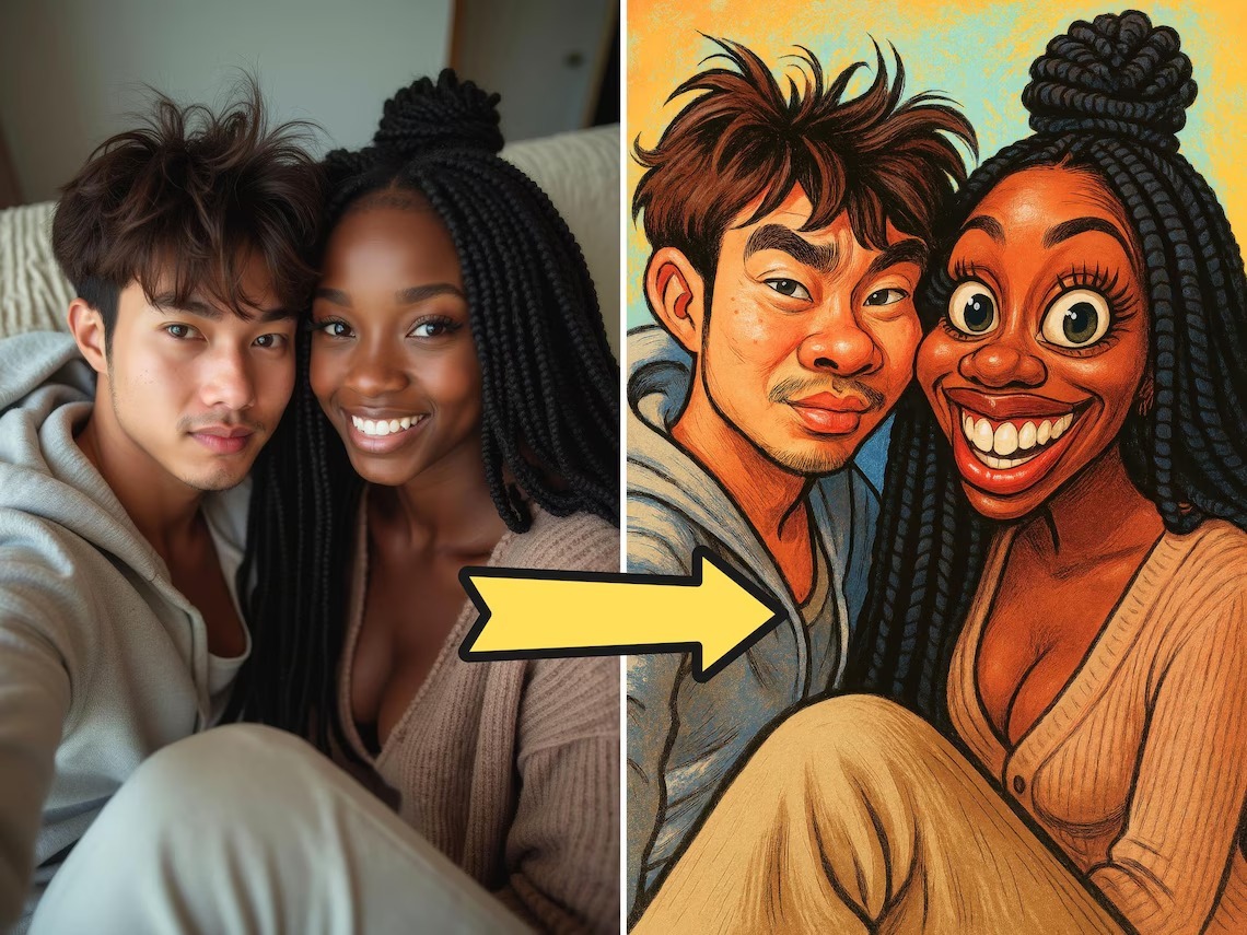 Custom Photo Puzzles Jigsaw Puzzle 35-1000 pieces Turn Your Photo into a Funny Couple Caricature - Custom Friedns Cartoon Portrait Gift for Him/Her