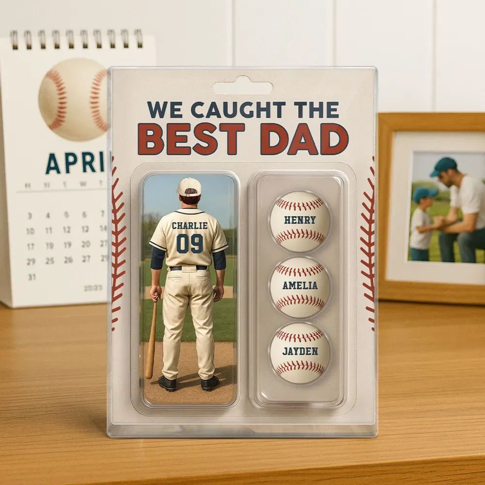 We Caught The Best Dad Grandpa Baseball Lover – Realistic Figure Style Personalized Acrylic Block Plaque