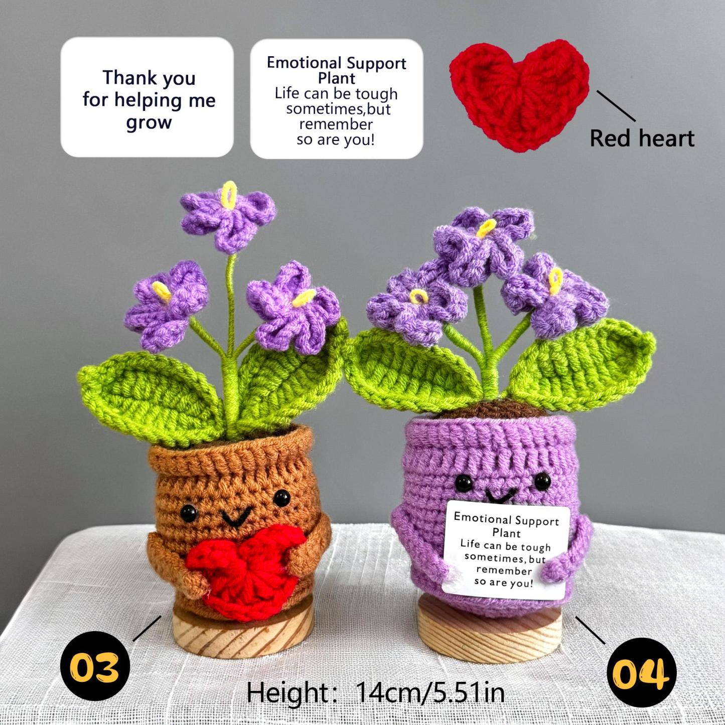 Handmade Crochet Forget me not Flowers with Hugging Heart,Emotional Support Potted Plant,Supportive Gift Flower,Mother's Day gift - mysiliconefoodbag