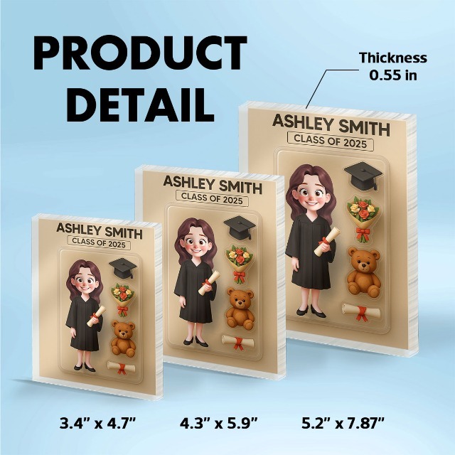 Custom Figure Personalized Graduation Acrylic Block Plaque for Graduated Students Personalized Photo Frame Acrylic Decorations Style for New Graduates