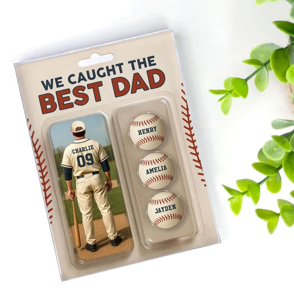 We Caught The Best Dad Grandpa Baseball Lover – Realistic Figure Style Personalized Acrylic Block Plaque