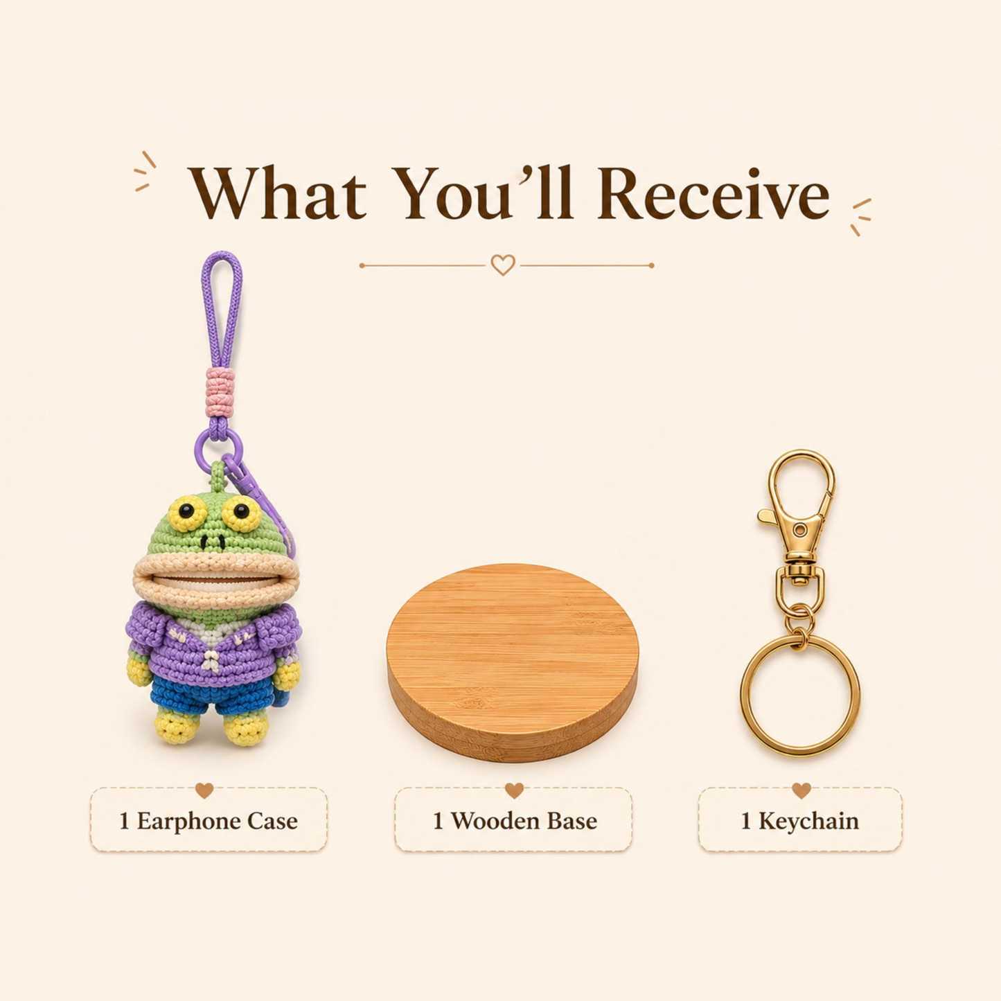Crochet Big Mouth Pouch AirPods Case Car Key Holder Bag Charm