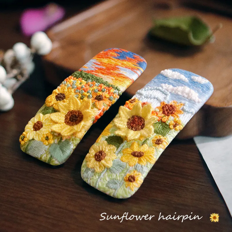 DIY Crochet & Embroidery Hair Clip Kit | Handmade Floral Barrette Craft Set, Easy Yarn & Stitch Gift for Women & Teens