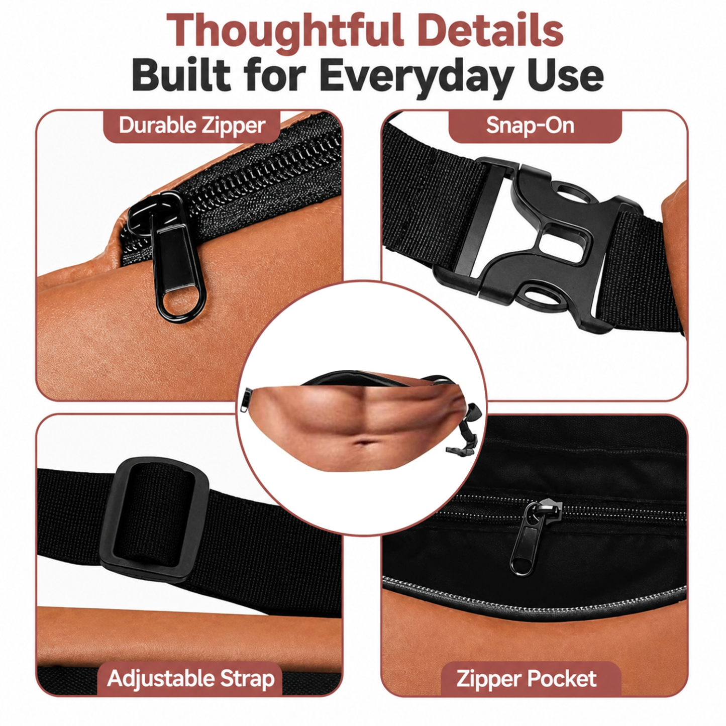 Funny Abs & Belly Fanny Pack – Realistic Body Print Waist Bag, Novelty Gift for Friends & Family, Birthday, Christmas & Party - mysiliconefoodbag