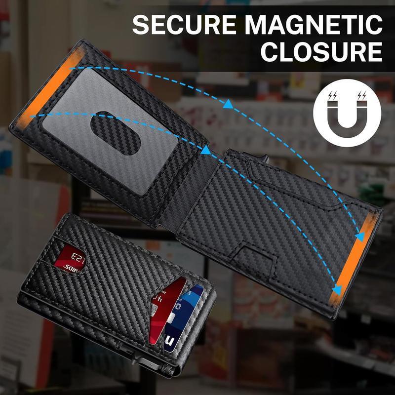 Men’s Foldable Wallet with Bifold Pop - Up ID Window RFID-Blocking Technology Secure Compact Card Holder Gift for Men Valentine's Day Gifts