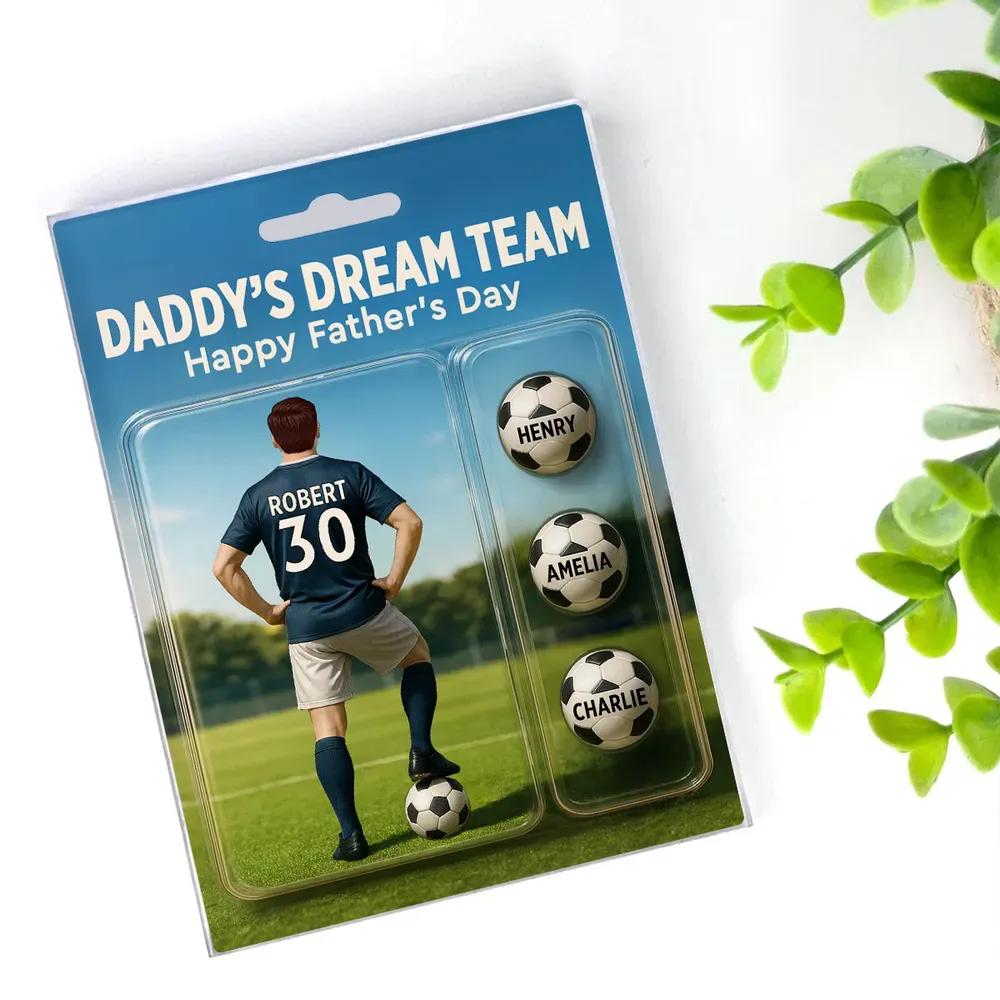 Daddy's Dream Team – Custom Soccer-Themed Personalized Acrylic Block Plaque with Kids' Names, Perfect Father's Day Gift for Dad or Soccer Lover