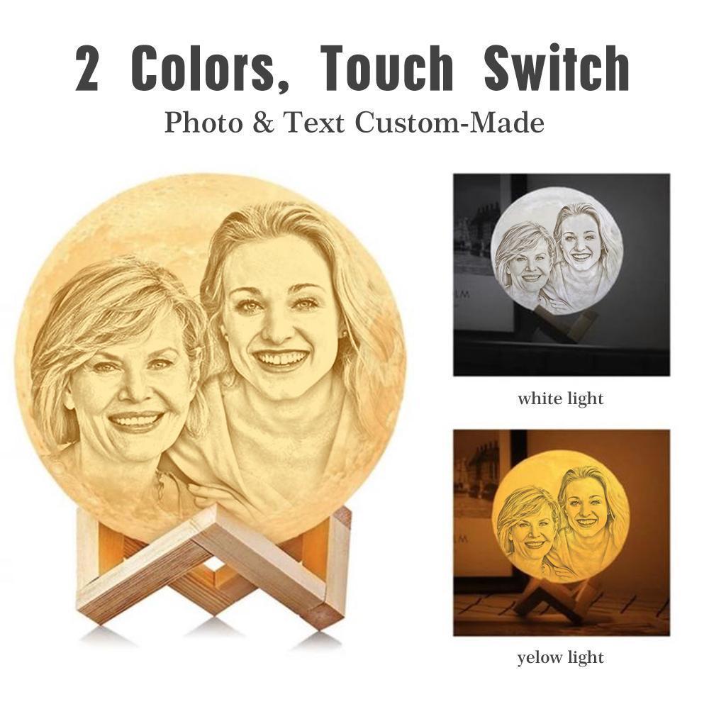 Custom 3D Printing Photo Moon Lamp Magic Lunar With Double-Sided Photo - Touch Two/Three Colors(10cm-15cm) - mysiliconefoodbag