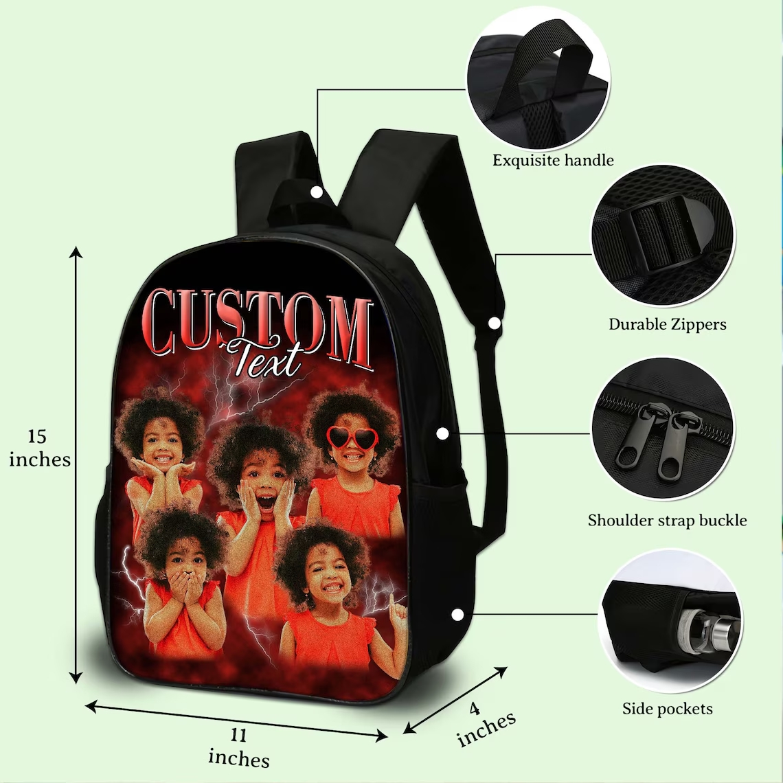 Back To School Photo Vintage Backpack Gift For Kids, Personalized Birthday Gift For Boys Girls, Custom School Bags For Children & Toddlers