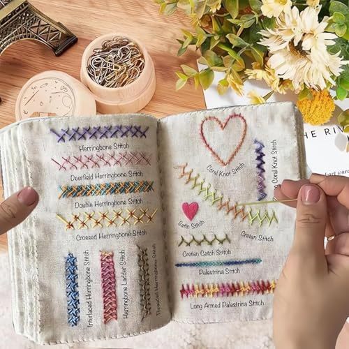 Embroidery Stitch Book Kit, 2026 New Embroidery Book, Complete Sewing Tools & Tutorials for Beginners, Portable DIY Kit with Floral Motifs, Ideal Gift for Craft Lovers & DIY Enthusiasts