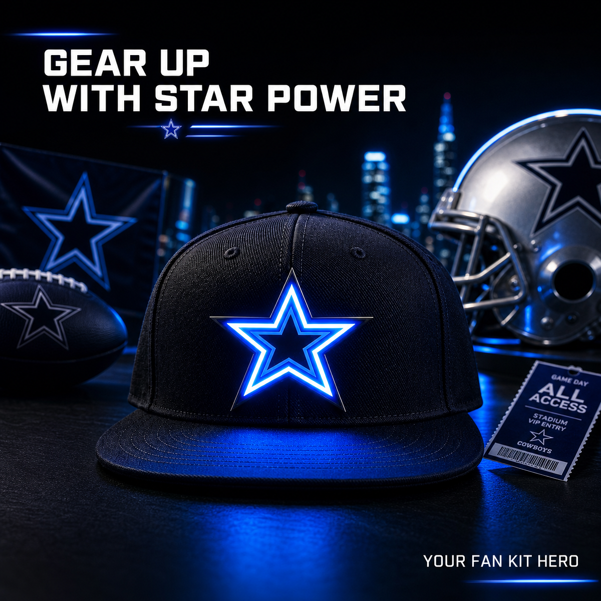 Football Fan LED Light-Up Snapback Cap