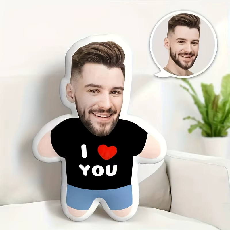 Personalized I LOVE YOU Photo Pillow With Face And Body Design, Perfect Gift For Couples, Boyfriends, Girlfriends