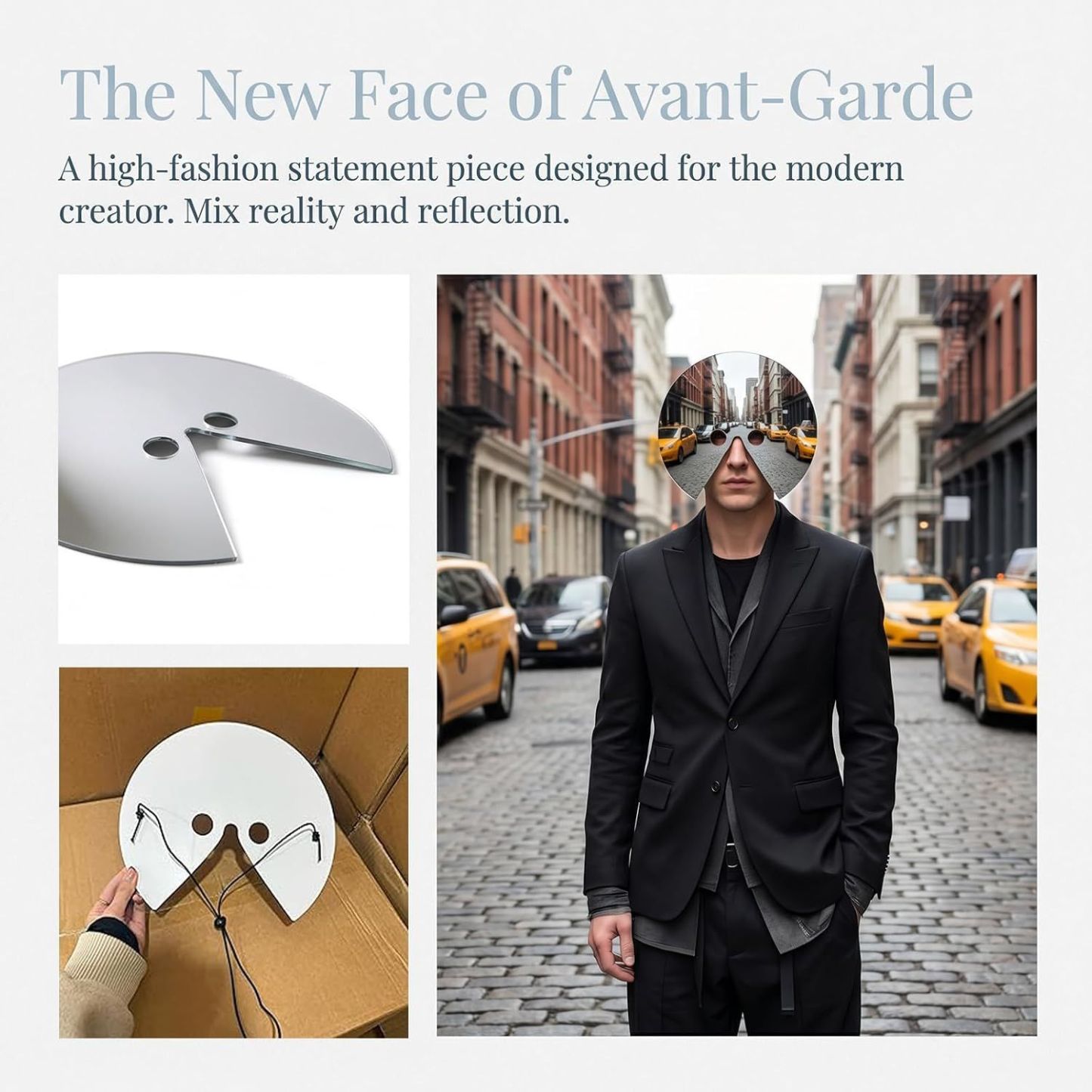 Acrylic Mirror Mask Head-mounted Photo Prop,Reflective Surface Mirror Face Mask for Photoshoots