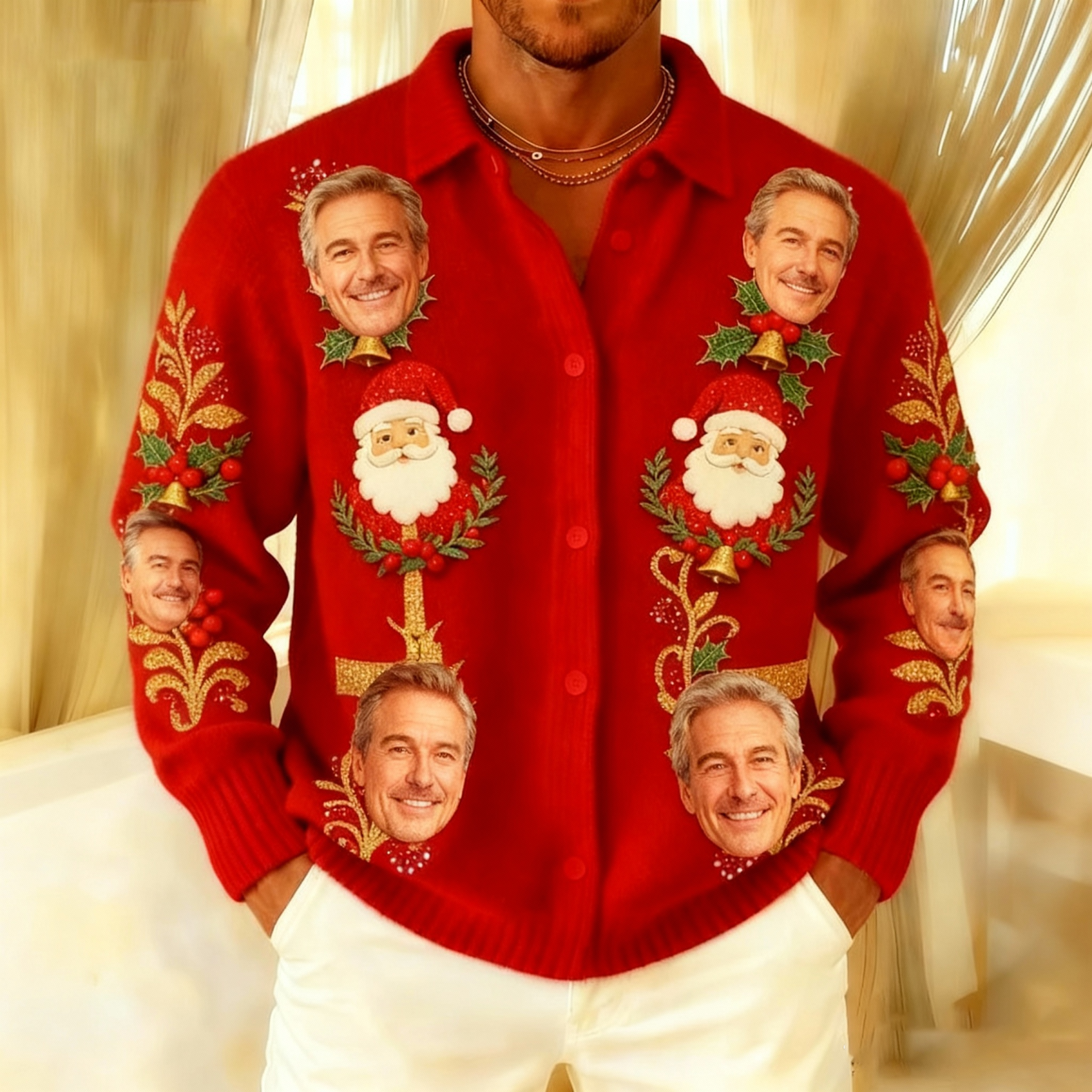 Custom Cashmere Shirt for Men S-5XL, Personalized Lapel Knitted Cardig