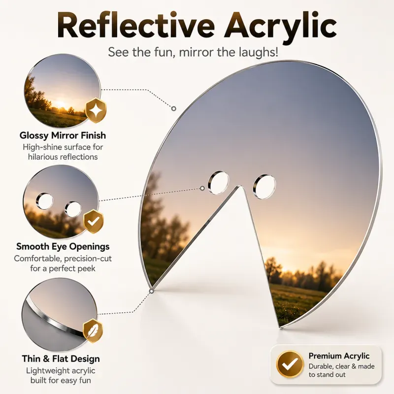 Acrylic Mirror Mask Head-mounted Photo Prop,Reflective Surface Mirror Face Mask for Photoshoots