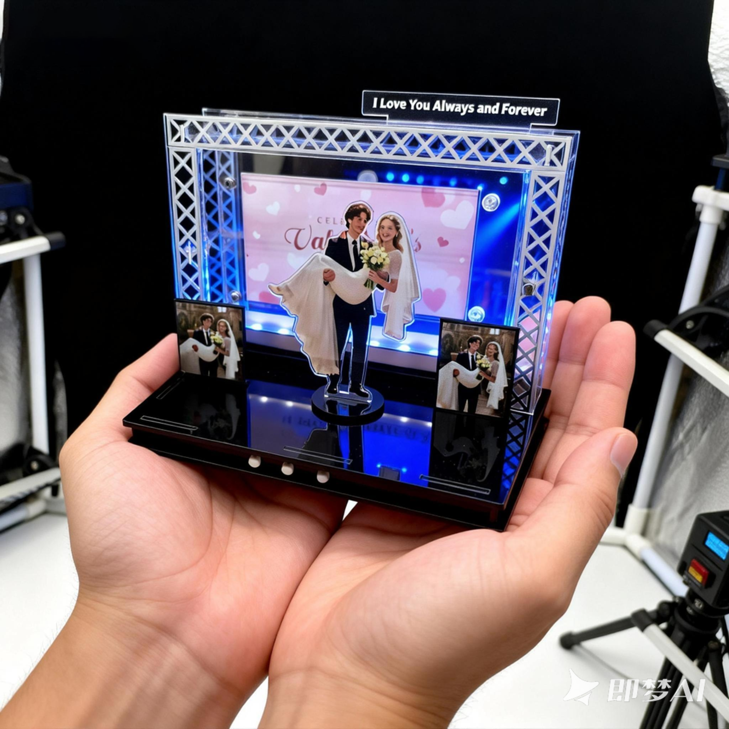 Personalized Mini Music Stage with Lights | Acrylic Couple Gift with Auto Music Player