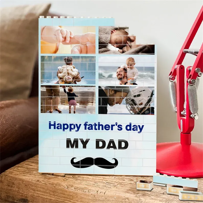 Personalised Dad Brick Photo block, Gift for Dad, Noun, Building Block, Puzzle, Gift, Him, Dad, Father's Day - mysiliconefoodbag
