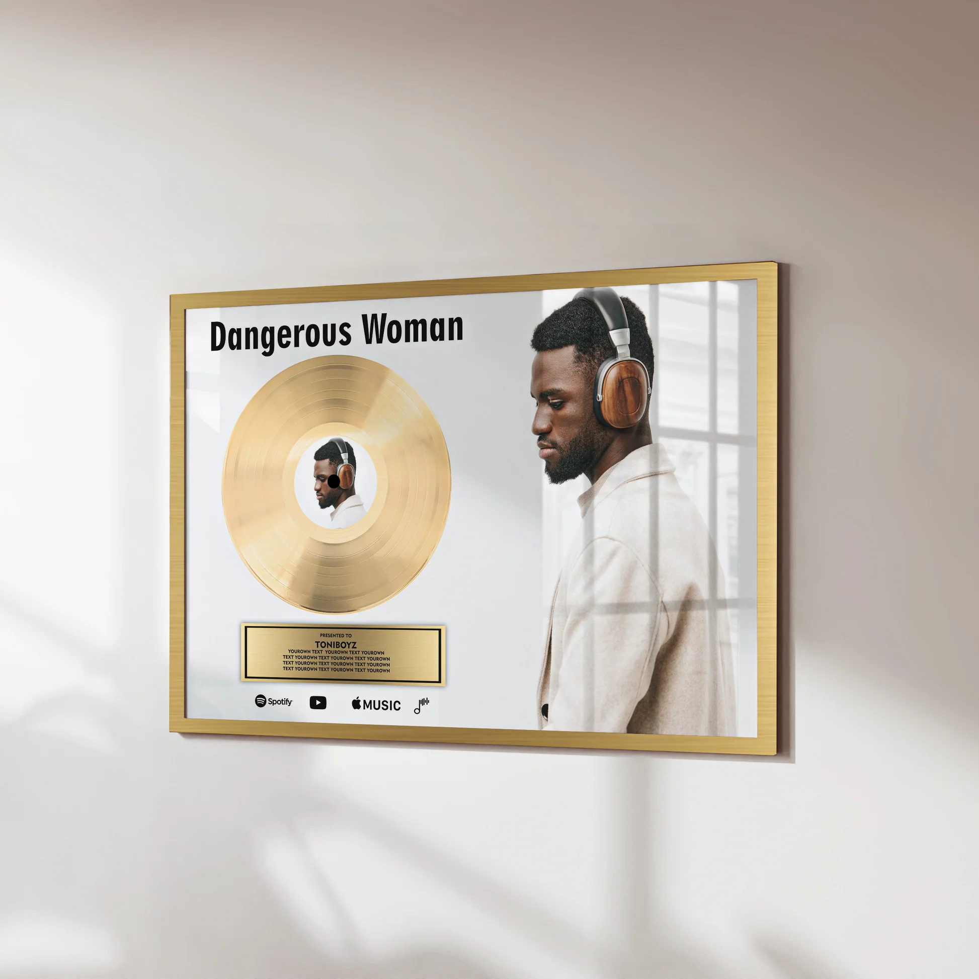 Custom Engraved Plaque for Singer Personalized Golden Record Anniversary Gift for Couples