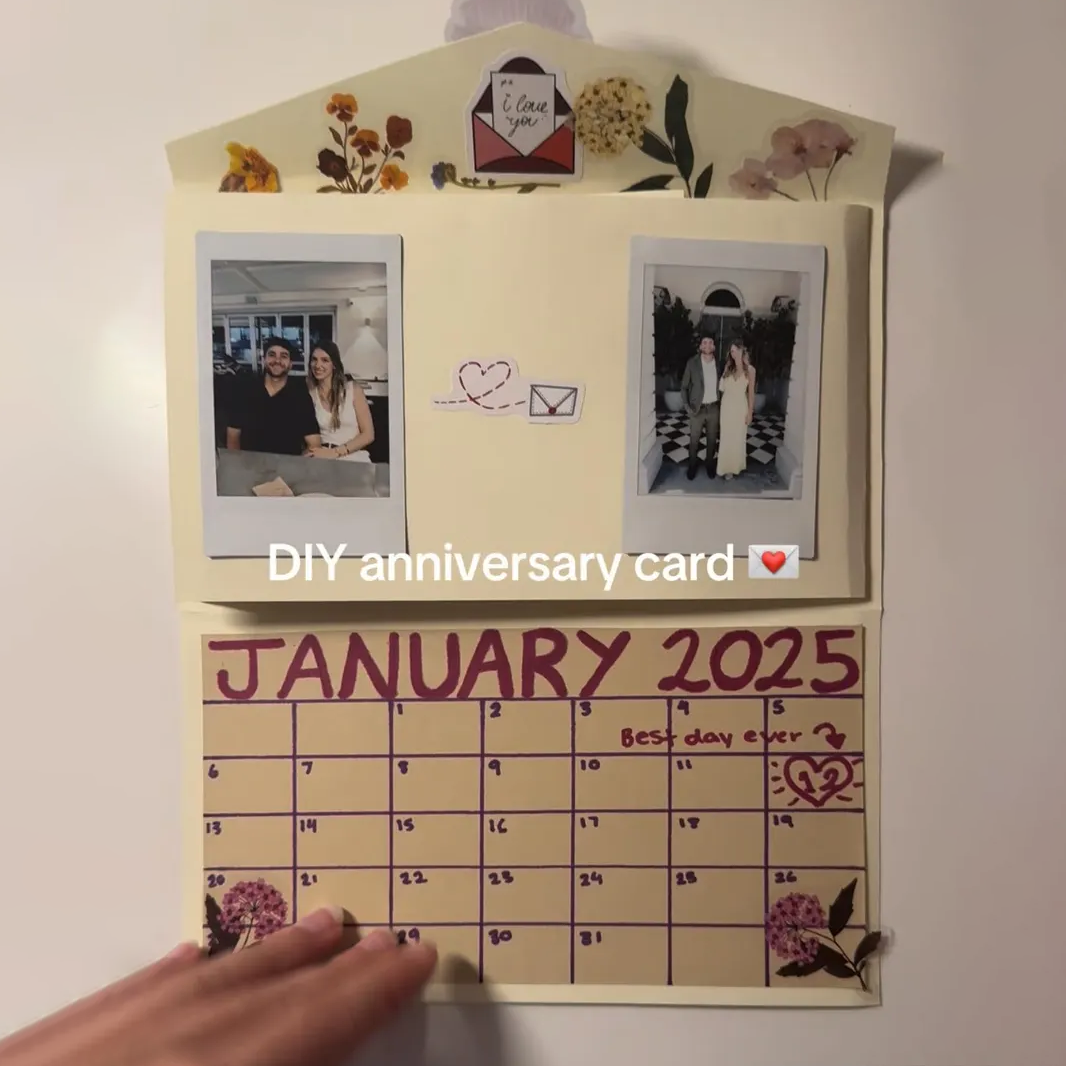 Personalized Waterfall Photo Card with 11 Custom Pictures & Calendar – DIY Flip Memory Scrapbook Gift for Birthday, Anniversary, Couple