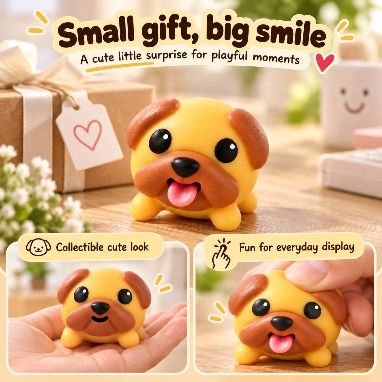 Moji Dog Tongue Out Puppy Squishy Toy Cute Cartoon Vinyl Pinch Decompression Vent Prop Desktop Ornament Gift