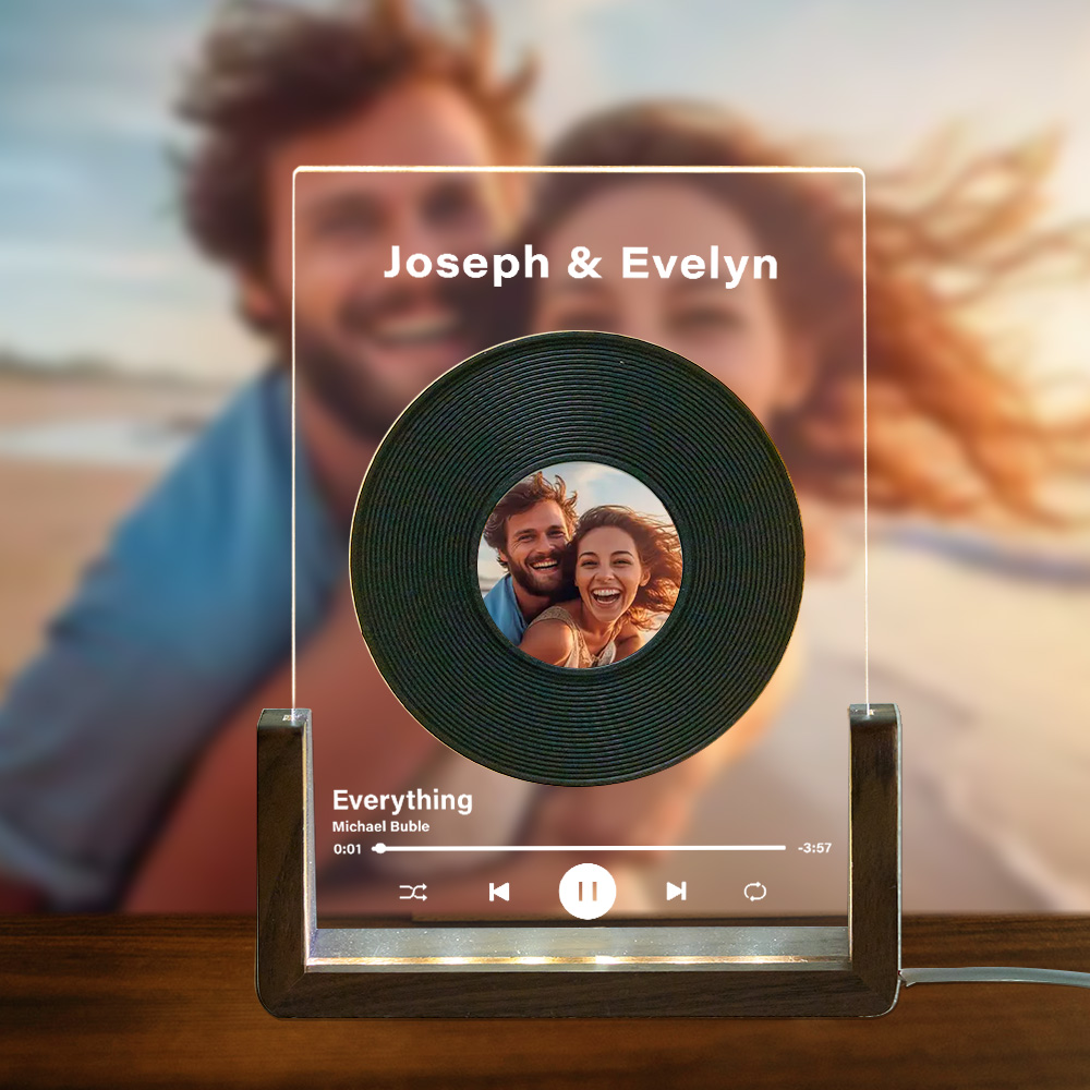 Premium Custom Music & Photo Night Lamp | Play Songs Without Phone, Elegant Anniversary Keepsake for Couples