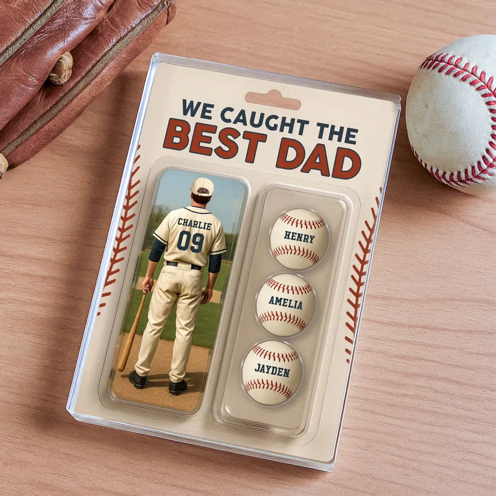 We Caught The Best Dad Grandpa Baseball Lover – Realistic Figure Style Personalized Acrylic Block Plaque