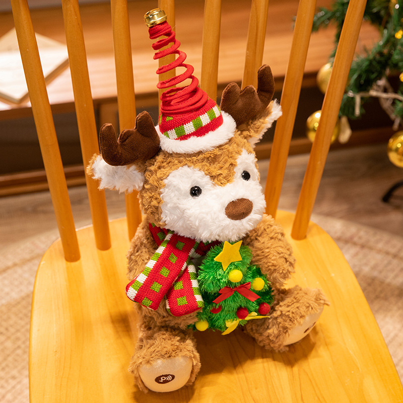 Christmas Teddy Bear Plush Toy with Singing & Voice Recording for Kids Adults Christmas Decorations, Birthday Gifts for Boys and Girls, Premium Plush Toy for Ages 1& Up Baby Toddlers, 15.5"