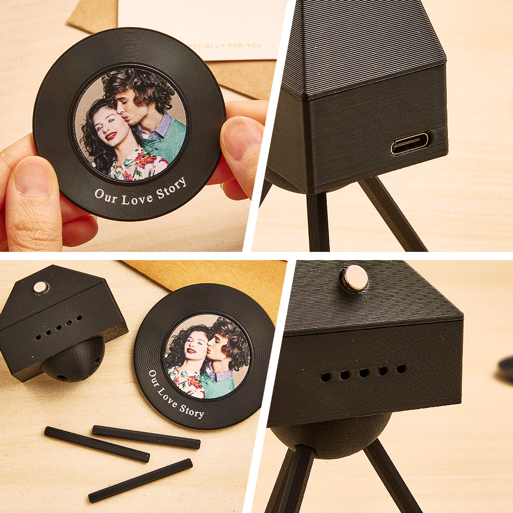 Custom Music Projector Style Stand | Plays Music Without Phone | Personalized Desk Decor Romantic Gift for Couples