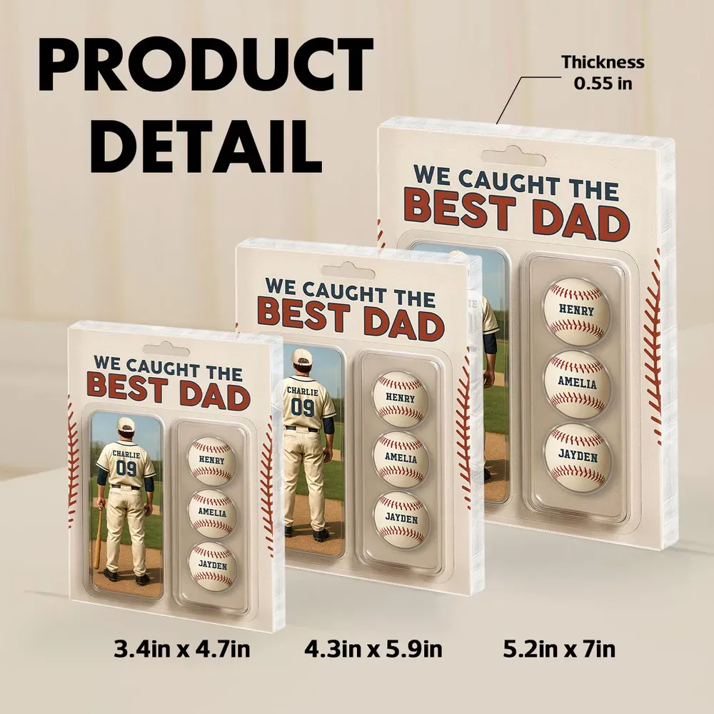 We Caught The Best Dad Grandpa Baseball Lover – Realistic Figure Style Personalized Acrylic Block Plaque