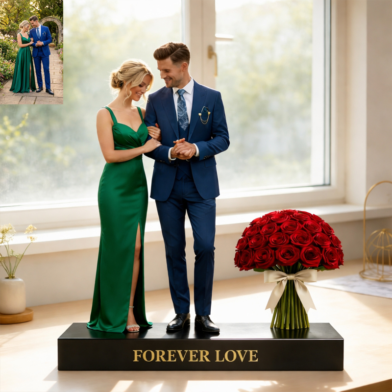 Personalized Rose Anniversary Couple Photo Ornament Custom Keepsake for Love & Romance