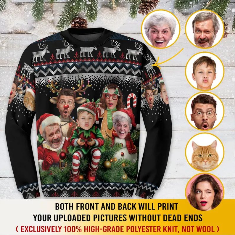 Personalized Ugly Christmas Sweater for Family