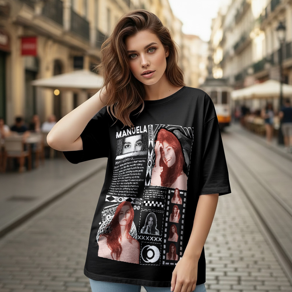 Custom Photo Vintage Tee Rap Star Slim-Style Shady Vibes Personalized Name T-shirt Couple Gifts Black