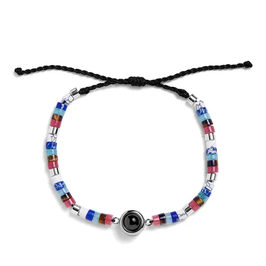 Personalized Beaded Photo Bracelet Custom Projection Bracelet Christmas Gift for Him - mysiliconefoodbag