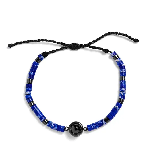 Personalized Beaded Photo Bracelet Custom Projection Bracelet Christmas Gift for Him - mysiliconefoodbag