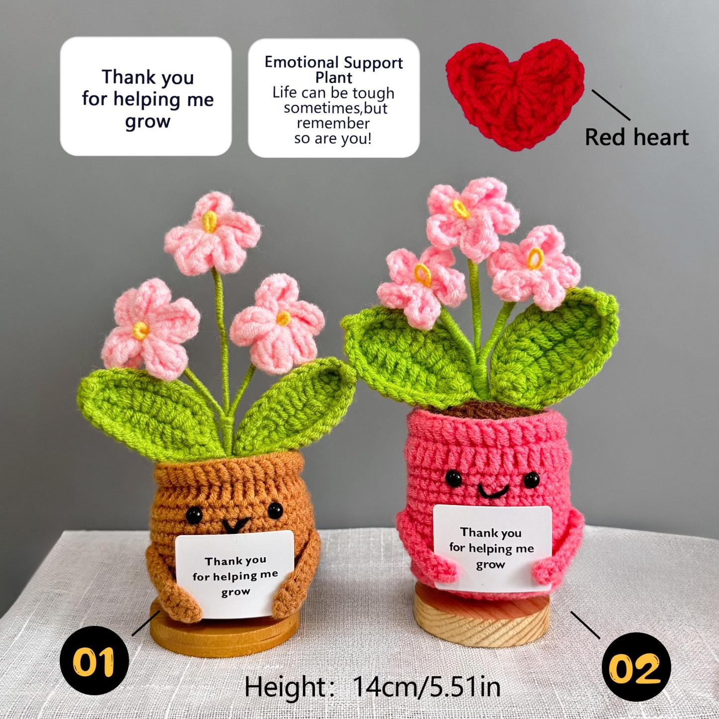 Handmade Crochet Forget me not Flowers with Hugging Heart,Emotional Support Potted Plant,Supportive Gift Flower,Mother's Day gift