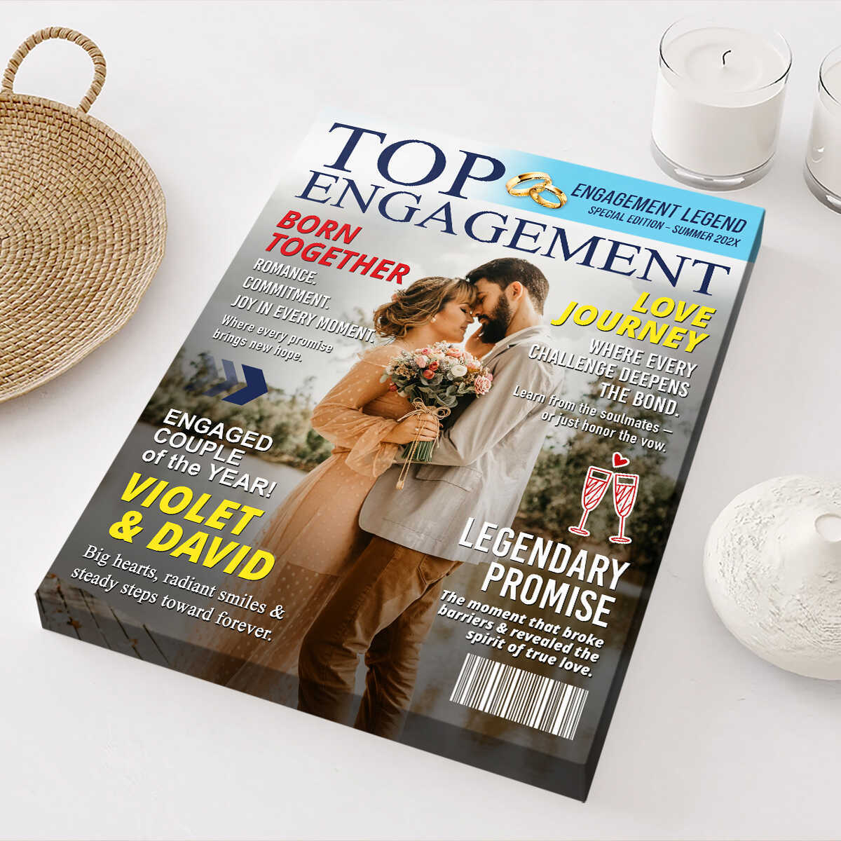 Personalized LOVE STORY Magazine Cover Wall Canvas for Couples on Valentine's Day