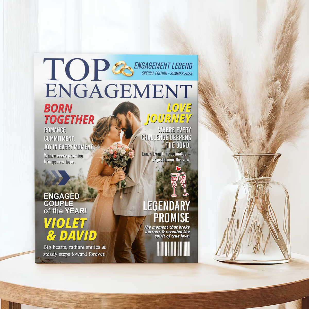 Personalized LOVE STORY Magazine Cover Wall Canvas for Couples on Valentine's Day