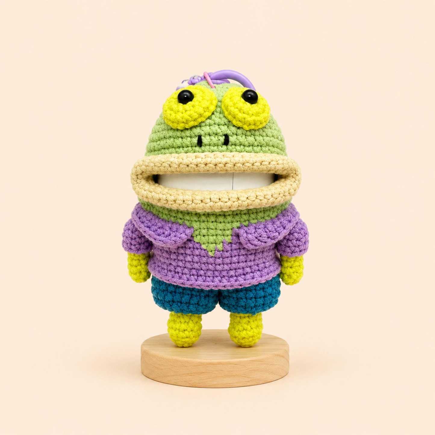 Crochet Big Mouth Pouch AirPods Case Car Key Holder Bag Charm